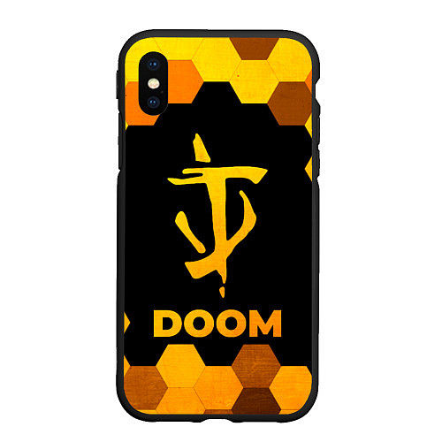 Чехол iPhone XS Max матовый Doom - gold gradient / 3D-Черный – фото 1