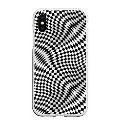 Чехол iPhone XS Max матовый Черно-белая шахматная иллюзия