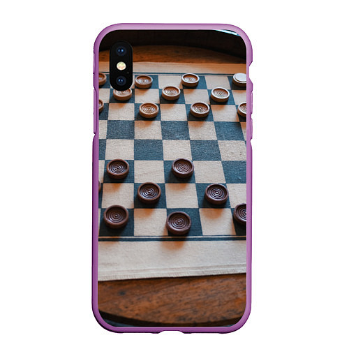 Чехол iPhone XS Max матовый Шашки / 3D-Фиолетовый – фото 1