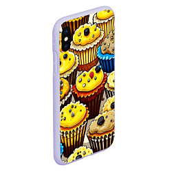 Чехол iPhone XS Max матовый Вкусный принт - кексы от нейросети, цвет: 3D-светло-сиреневый — фото 2