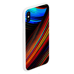 Чехол iPhone XS Max матовый Смесь ярких линий абстракция, цвет: 3D-белый — фото 2