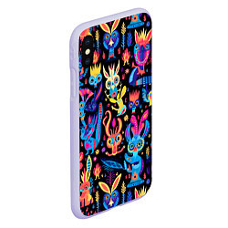 Чехол iPhone XS Max матовый Космические монстрики, цвет: 3D-светло-сиреневый — фото 2