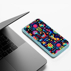 Чехол iPhone XS Max матовый Космические веселые монстрики, цвет: 3D-мятный — фото 2