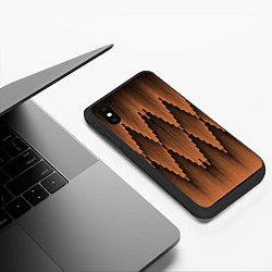 Чехол iPhone XS Max матовый Ромбы в полосатом закате, цвет: 3D-черный — фото 2