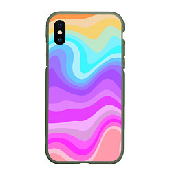 Чехол iPhone XS Max матовый Неоновая разноцветная волна