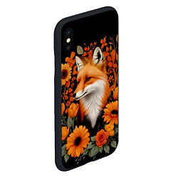 Чехол iPhone XS Max матовый Элегантная лиса и цветы, цвет: 3D-черный — фото 2
