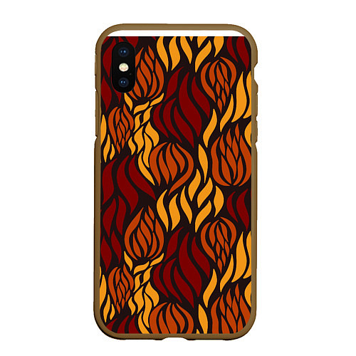 Чехол iPhone XS Max матовый Hot Flames - паттерн / 3D-Коричневый – фото 1