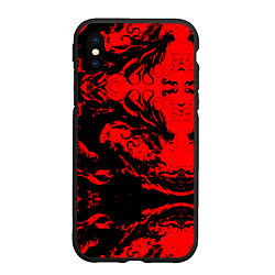 Чехол iPhone XS Max матовый Черный дракон на красном небе, цвет: 3D-черный