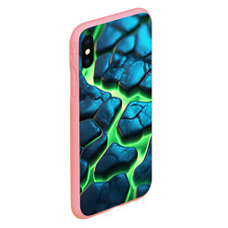 Чехол iPhone XS Max матовый Разломленные зеленые плиты, цвет: 3D-баблгам — фото 2