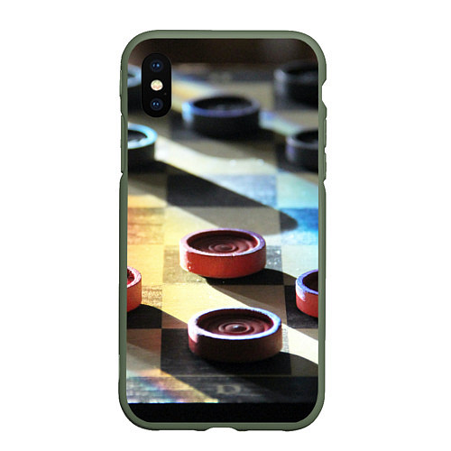 Чехол iPhone XS Max матовый Игра шашки / 3D-Темно-зеленый – фото 1