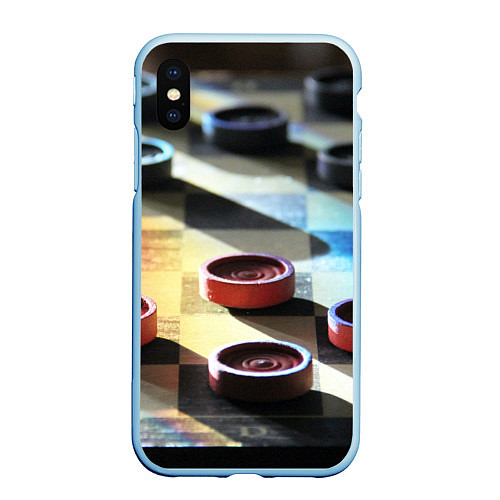 Чехол iPhone XS Max матовый Игра шашки / 3D-Голубой – фото 1