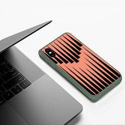 Чехол iPhone XS Max матовый Терракотовая строгая геометрия, цвет: 3D-темно-зеленый — фото 2