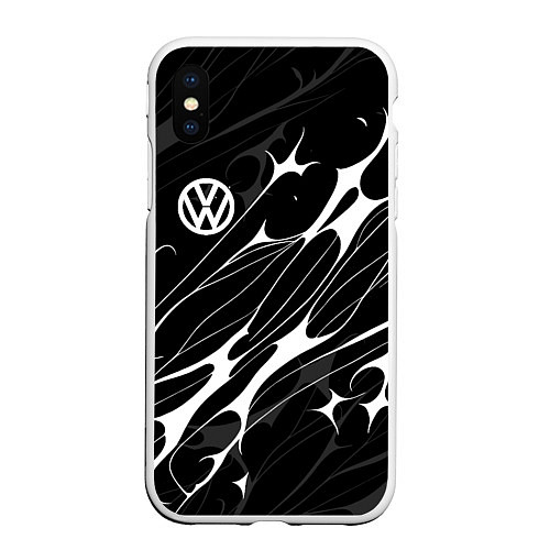 Чехол iPhone XS Max матовый Volkswagen - острые линии / 3D-Белый – фото 1