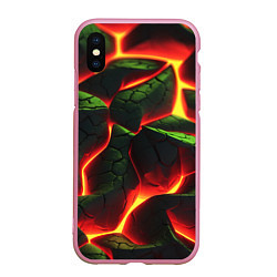 Чехол iPhone XS Max матовый Зеленые плиты и лава