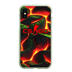 Чехол iPhone XS Max матовый CSGO зеленые плиты и лава, цвет: 3D-салатовый