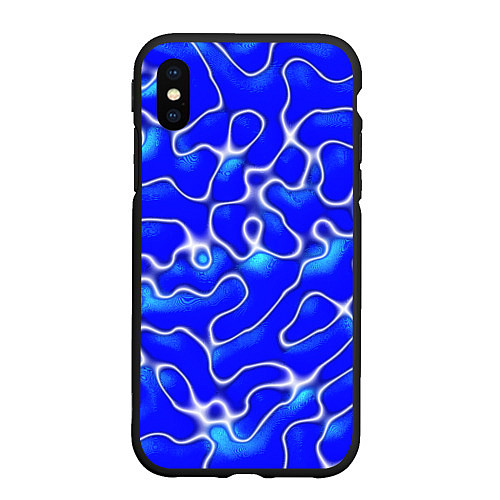Чехол iPhone XS Max матовый Синий волнистый рисунок / 3D-Черный – фото 1