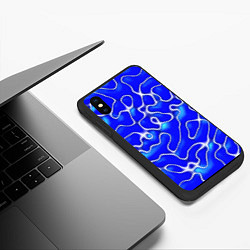 Чехол iPhone XS Max матовый Синий волнистый рисунок, цвет: 3D-черный — фото 2