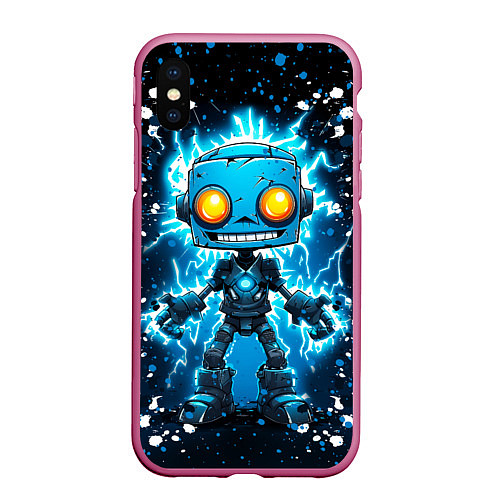 Чехол iPhone XS Max матовый Робот - comics art style / 3D-Малиновый – фото 1