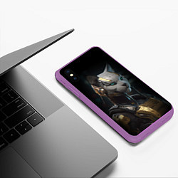 Чехол iPhone XS Max матовый Кошка робот, цвет: 3D-фиолетовый — фото 2