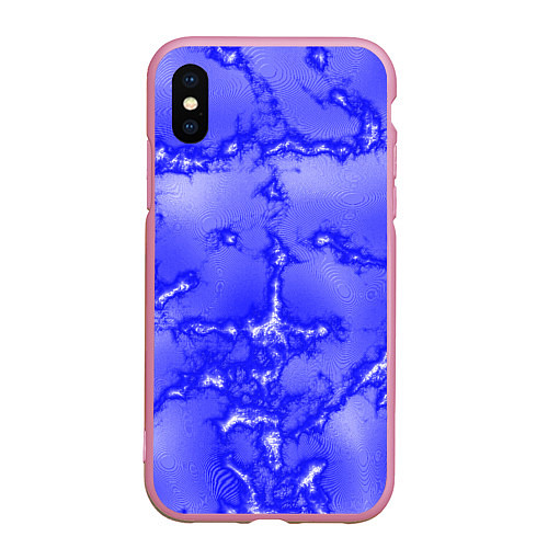 Чехол iPhone XS Max матовый Темно-синий мотив / 3D-Розовый – фото 1