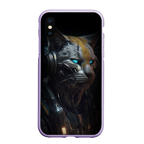 Чехол iPhone XS Max матовый Robot cat / 3D-Светло-сиреневый – фото 1