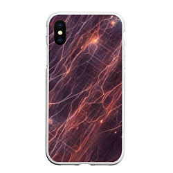 Чехол iPhone XS Max матовый Молнии киберпанк, цвет: 3D-белый