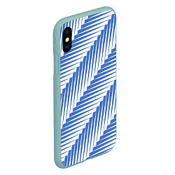Чехол iPhone XS Max матовый Голубая белая диагональ, цвет: 3D-мятный — фото 2