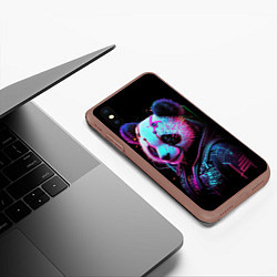 Чехол iPhone XS Max матовый Панда в красках киберпанк, цвет: 3D-коричневый — фото 2