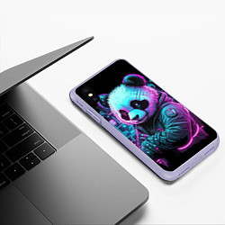 Чехол iPhone XS Max матовый Панда в неоновом свете, цвет: 3D-светло-сиреневый — фото 2