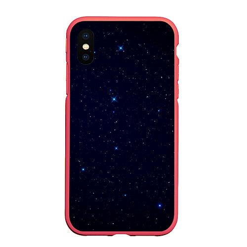 Чехол iPhone XS Max матовый Тёмный космос и синие звёзды / 3D-Красный – фото 1