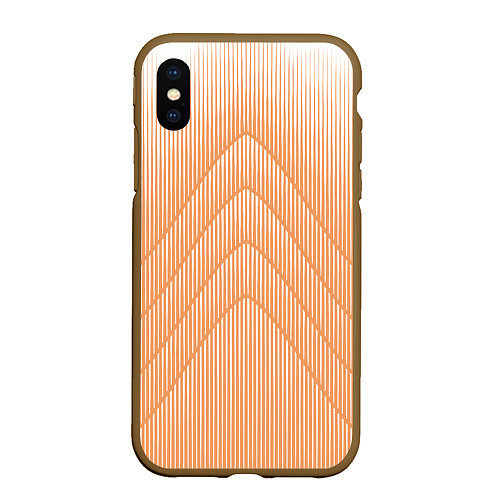 Чехол iPhone XS Max матовый Полосатый оранжевый градиент / 3D-Коричневый – фото 1