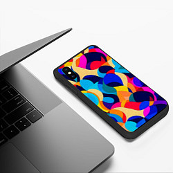 Чехол iPhone XS Max матовый Яркая абстракция паттерн, цвет: 3D-черный — фото 2