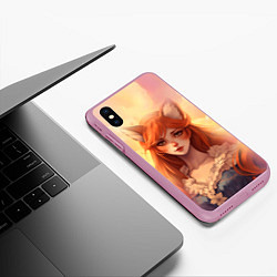 Чехол iPhone XS Max матовый Рыжая девушка лисица, цвет: 3D-розовый — фото 2