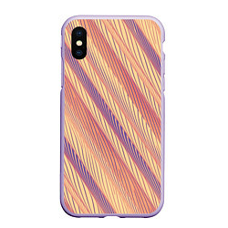 Чехол iPhone XS Max матовый Персиковый полосатый