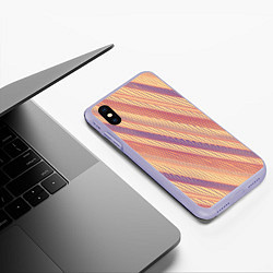 Чехол iPhone XS Max матовый Персиковый полосатый, цвет: 3D-светло-сиреневый — фото 2