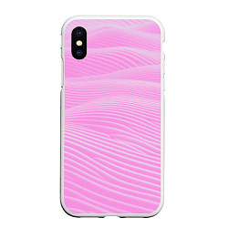 Чехол iPhone XS Max матовый Волны светло-розовый