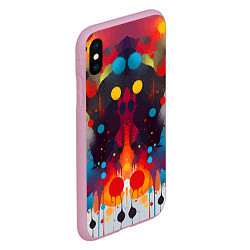 Чехол iPhone XS Max матовый Mirrow colorful blots - abstraction - vogue, цвет: 3D-розовый — фото 2