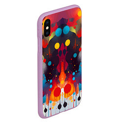 Чехол iPhone XS Max матовый Mirrow colorful blots - abstraction - vogue, цвет: 3D-сиреневый — фото 2