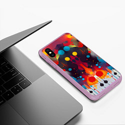 Чехол iPhone XS Max матовый Mirrow colorful blots - abstraction - vogue, цвет: 3D-сиреневый — фото 2