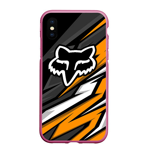 Чехол iPhone XS Max матовый Fox motocross racing - orange / 3D-Малиновый – фото 1