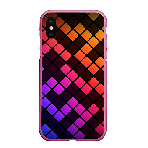 Чехол iPhone XS Max матовый Цветной тетрис / 3D-Малиновый – фото 1