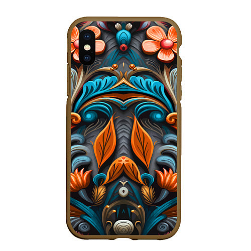 Чехол iPhone XS Max матовый Mirrow floral pattern - art - vogue / 3D-Коричневый – фото 1