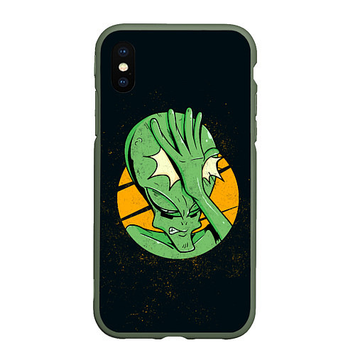 Чехол iPhone XS Max матовый Alien facepalm / 3D-Темно-зеленый – фото 1