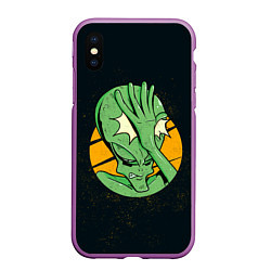 Чехол iPhone XS Max матовый Alien facepalm, цвет: 3D-фиолетовый
