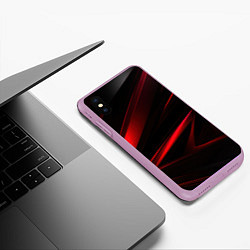 Чехол iPhone XS Max матовый Black and red, цвет: 3D-сиреневый — фото 2