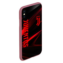 Чехол iPhone XS Max матовый Juventus black red logo, цвет: 3D-малиновый — фото 2