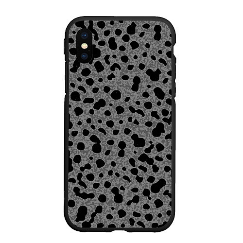 Чехол iPhone XS Max матовый Пятнистый чёрно-серый / 3D-Черный – фото 1