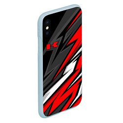 Чехол iPhone XS Max матовый Kawasaki - red uniform, цвет: 3D-голубой — фото 2