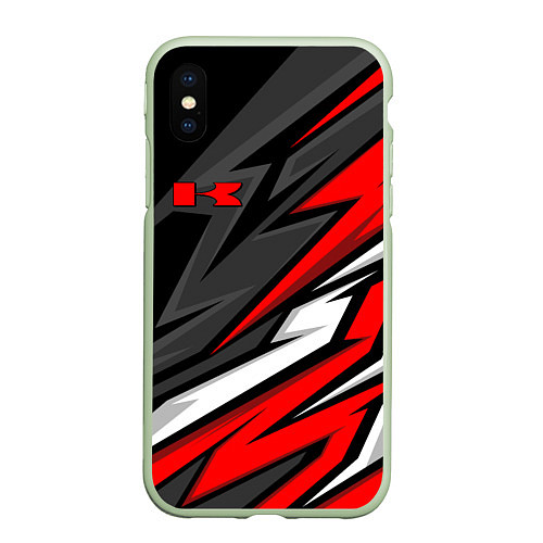 Чехол iPhone XS Max матовый Kawasaki - red uniform / 3D-Салатовый – фото 1