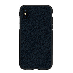 Чехол iPhone XS Max матовый Чёрно-синий паттерн, цвет: 3D-черный